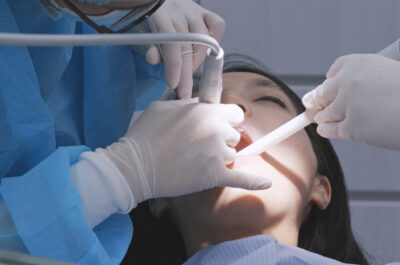 Woman having dental check up at dental clinic